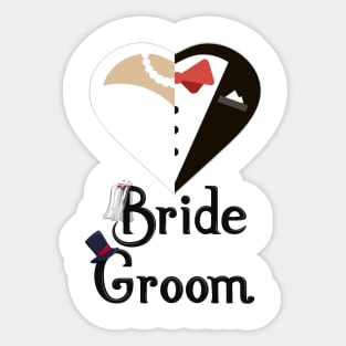 Groom and Bride married T-Shirt bride & groom With Bow Tie Tee Shirt Bachelor Party T-Shirt Sticker